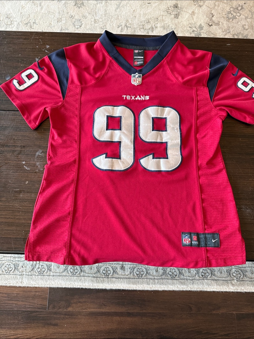 Nike Kids Texans #99 Red Jersey with Navy Accents